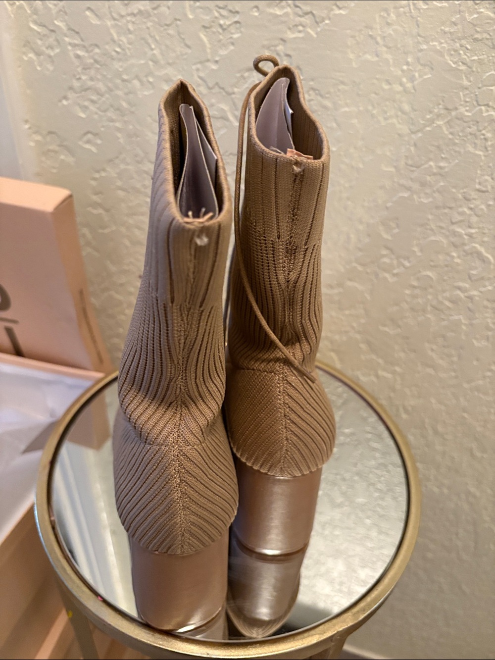 Yoki Lace-Up Ribbed Block Heel Ankle Boots - Picture 5 of 5